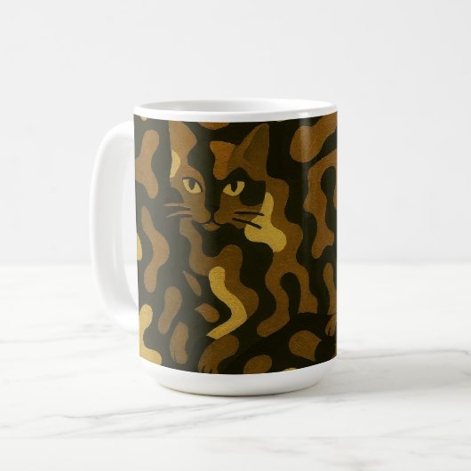 Tabby Cat Camouflage Abstract Pattern Koffiemok (Voorkant links)
