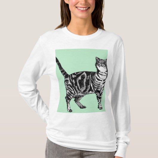 Tabby Cat cat art Long Hoeve T-shirt (Voorkant)