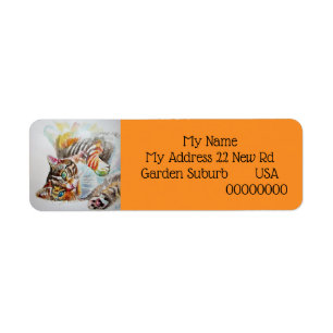 Tabby Cat Cats Aquarelle Retour Adresse Étiquettes