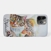 Tabby Cat cats pet art Watercolor Ladies Wallet Case-Mate iPhone Case (Achterkant (horizontaal))