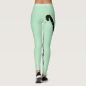Tabby Cat Cool Animal Black & Mint Green Leggings (Achterkant)