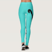 Tabby Cat Cool Animal Leggings Noirs et Aqua (Dos)
