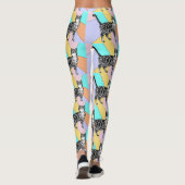 Tabby Cat Cool Animal Pastel Harelquin Leggings (Dos)