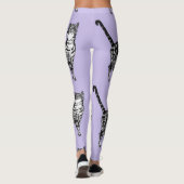 Tabby Cat Cool Animal Zwart en Puple Leggings (Achterkant)