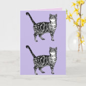Tabby Cat Cute Cats Pink Art Dessin Carte Annivers (Fleur jaune)