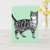 Tabby Cat Cute Cats Pink Art Dessin Carte Annivers (Fleur jaune)