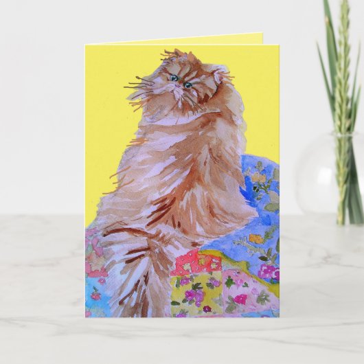 Tabby Cat Cute Cats Quit Watercolor Carte Annivers (Devant)