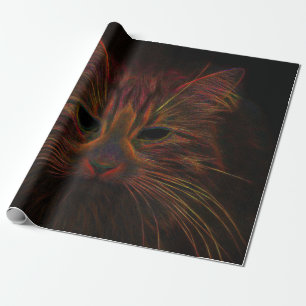 Tabby Cat Design Oranje Copper Black Photo Art Cadeaupapier