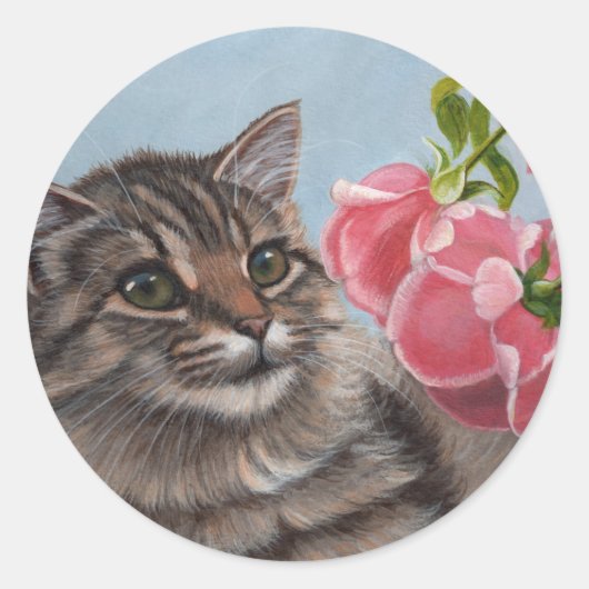 Tabby Cat en Rozen Stickers (Voorkant)