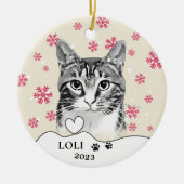 Tabby Cat gepersonaliseerde handtekening Keramisch Ornament (Voorkant)