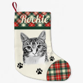 Tabby Cat Gepersonaliseerde Kerstkous Kleine Kerstsok (Voorkant)