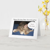 Tabby Cat Granddochter Personalized Birthday Kaart (Gele Bloem)