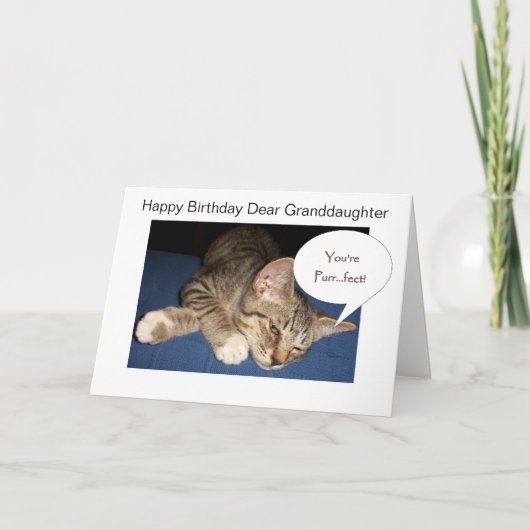 Tabby Cat Granddochter Personalized Birthday Kaart (Voorkant)