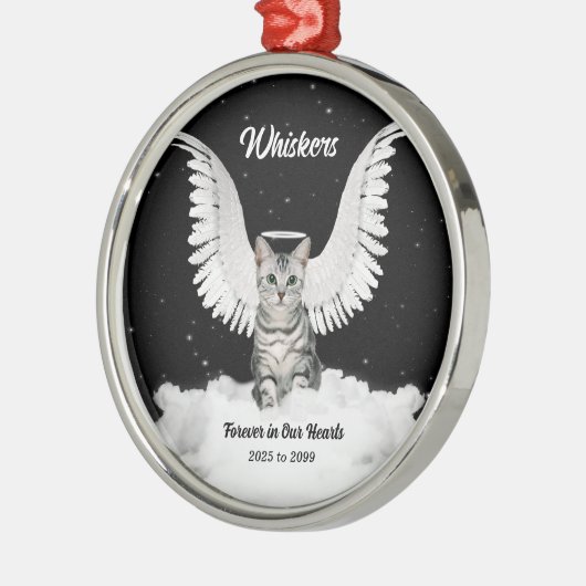 Tabby Cat Guardian Angel Memorial Metalen Ornament (Links)
