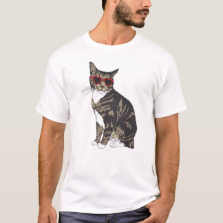 Tabby Cat Hartbril T-shirt