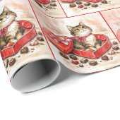 Tabby Cat In a Valentine Heart Candy Box Cadeaupapier (Rol Hoek)