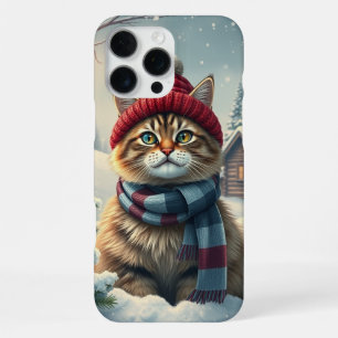 Tabby Cat in Preppy winterkleding en Pet iPhone 16 Pro Max Hoesje