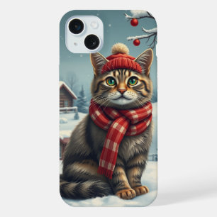 Tabby Cat in Preppy winterkleding en Pet iPhone 15 Plus Case