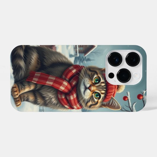 Tabby Cat in Preppy winterkleding en Pet iPhone Hoesje (Achterkant horizontaal)