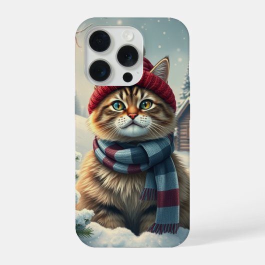Tabby Cat in Preppy winterkleding en Pet iPhone Hoesje (Achterkant)