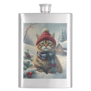 Tabby Cat in Preppy Winterkleding en Pet Winter Flacon
