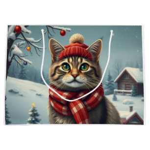 Tabby Cat in Preppy Winterkleding en Pet Winter Groot Cadeauzakje