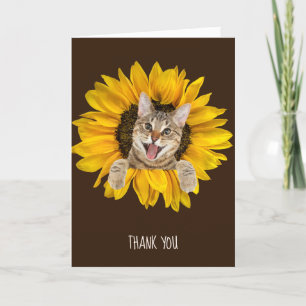 tabby cat in zonnebloemvriendschap kaart