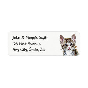 Tabby Cat Kitten Cute Étiquette de adresse