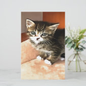 Tabby Cat Kitten Pet Portret Briefpapier (Staand voorkant)