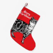 Tabby Cat Merry Cats Red kerststop Kleine Kerstsok (Voorkant (Hangend))