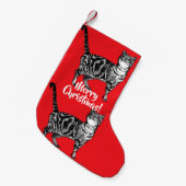 Tabby Cat Merry Cats Red kerststop Kleine Kerstsok (Voorkant (Hangend))
