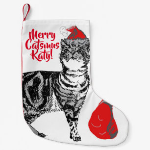 Tabby Cat Merry Catsmus Aqua Kerstkous Kleine Kerstsok