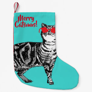 Tabby Cat Merry Catsmus Aqua kerststop Kleine Kerstsok