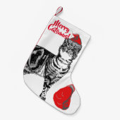 Tabby Cat Merry Catsmus kerststop Kleine Kerstsok (Voorkant (Hangend))