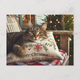 Tabby Cat Merry Christmas AI-Briefkaart Briefkaart
