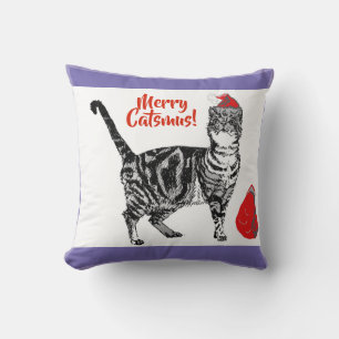 Tabby Cat Merry Kerstmis Catsmus Red Funny Cats Kussen