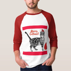 Tabby Cat Merry Kerstmis Catsmus Red Funny Cats T T-shirt