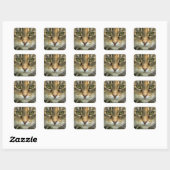 Tabby Cat met Green Eyes Portrait Sticker (Vel)