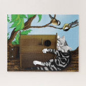 Tabby Cat Napping Vogelhuis Legpuzzel (Horizontaal)