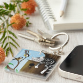 Tabby Cat Napping Vogelhuis Sleutelhanger (Voorkant Rechts)