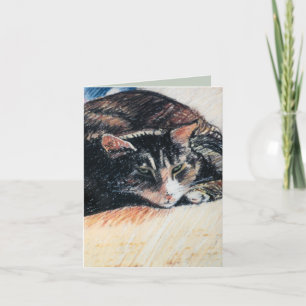 Tabby Cat Note Card, groen Kaart