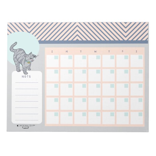 Tabby Cat Open Dated Desk Calendar Notepad Notitieblok (Voorkant)