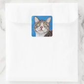 Tabby Cat Painting Square Sticker (Tas)
