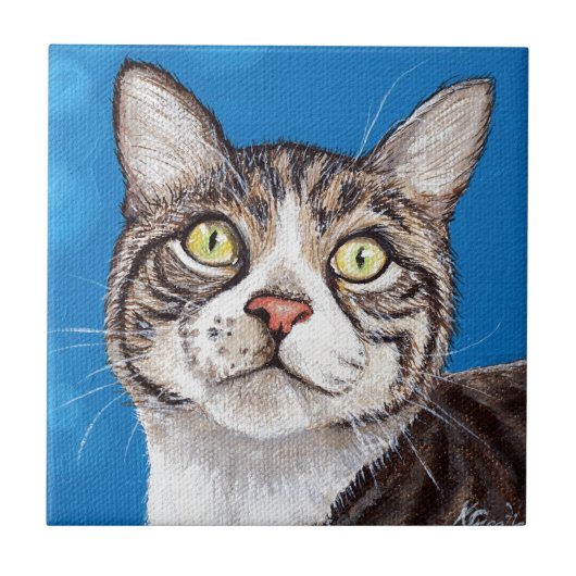 Tabby Cat Painting Tegeltje (Voorkant)
