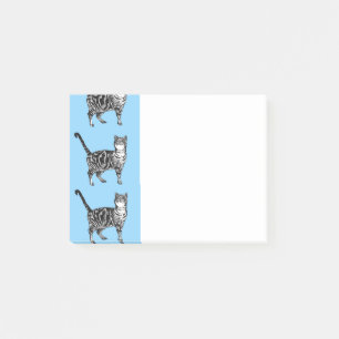 Tabby Cat Pattern Blue cats Post Note Notes