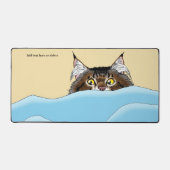 Tabby Cat Peeking Blue Funny Bureaumat (Voorkant)