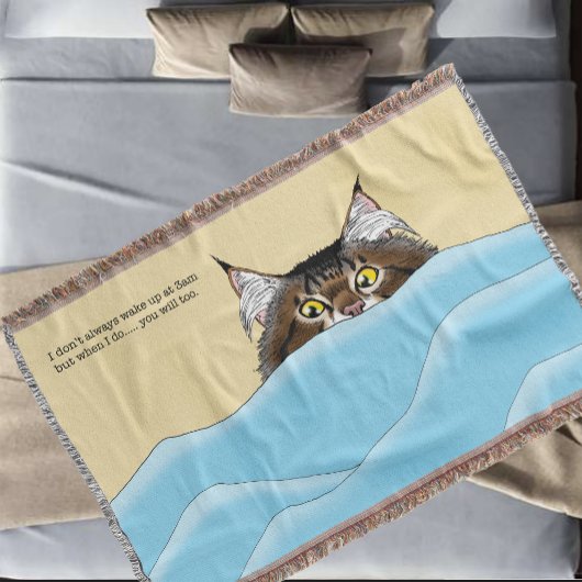 Tabby Cat Peeking Blue Funny Deken