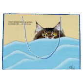 Tabby Cat Peeking Blue Funny Groot Cadeauzakje (Achterkant)