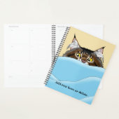 Tabby Cat Peeking Blue Funny Planner (Display)