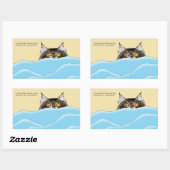Tabby Cat Peeking Blue Funny Rechthoekige Sticker (Vel)